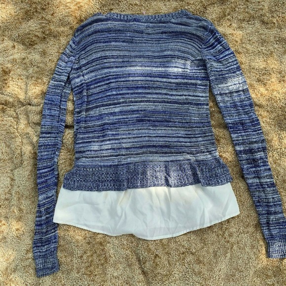 Market Spruce Sweater Womens Blue Layered Long Sleeve VNeck Striped Womens XS - Picture 6 of 7